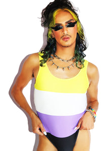 Non Binary Flag All Over Bodysuit -Purple