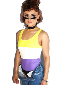 Non Binary Flag All Over Bodysuit -Purple