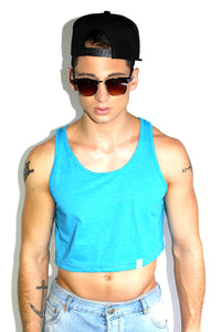 Core Crop Racerback Tank-Blue