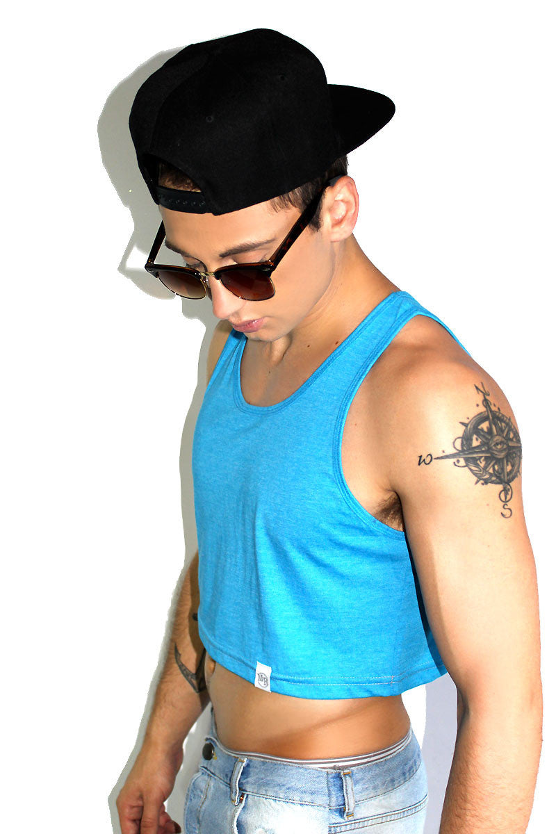 Core Crop Racerback Tank-Blue