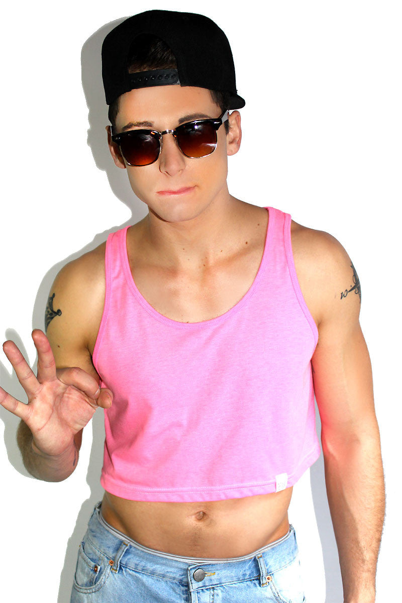Core Crop Racerback Tank- Neon Pink