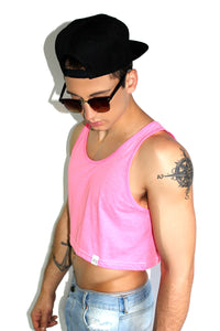Core Crop Racerback Tank- Neon Pink
