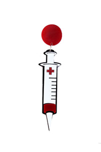 Bloody Syringe Arcylic Single Earring- White