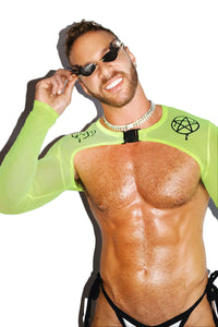 Neon Witch Mesh Buckle Shrug Harness- Neon Yellow