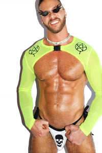 Neon Witch Mesh Buckle Shrug Harness- Neon Yellow