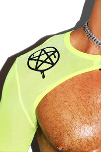 Neon Witch Mesh Buckle Shrug Harness- Neon Yellow