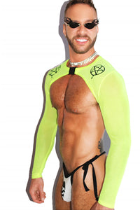 Neon Witch Mesh Buckle Shrug Harness- Neon Yellow