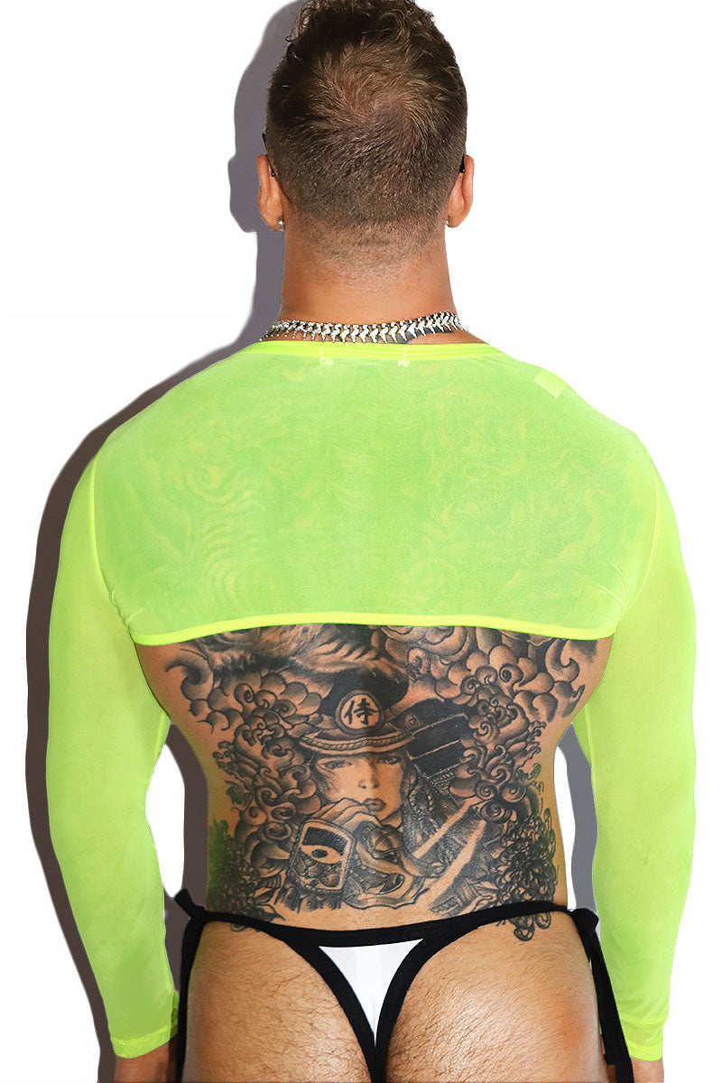 Neon Witch Mesh Buckle Shrug Harness- Neon Yellow