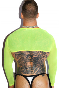 Neon Witch Mesh Buckle Shrug Harness- Neon Yellow