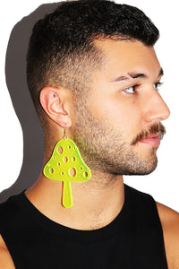 Trippin Mushroom Acrylic Single Earring- Yellow