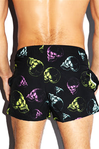 Party Until We Die All Over Active Shorts- Black