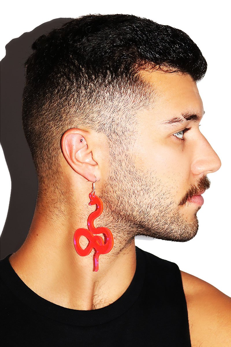 Snake Bite Acrylic Single Earring- Pink
