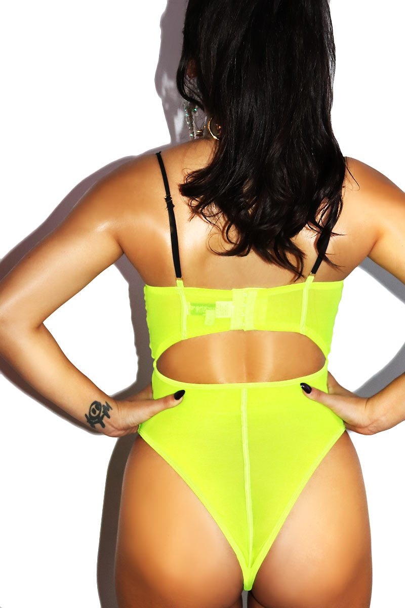 Neon yellow bodysuit cheap