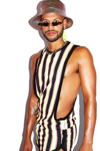 Kinetic Stripes Low Arm Tank- Black