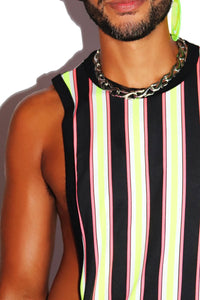 Kinetic Stripes Low Arm Tank- Black