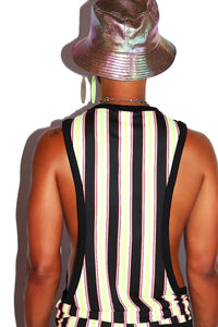 Kinetic Stripes Low Arm Tank- Black