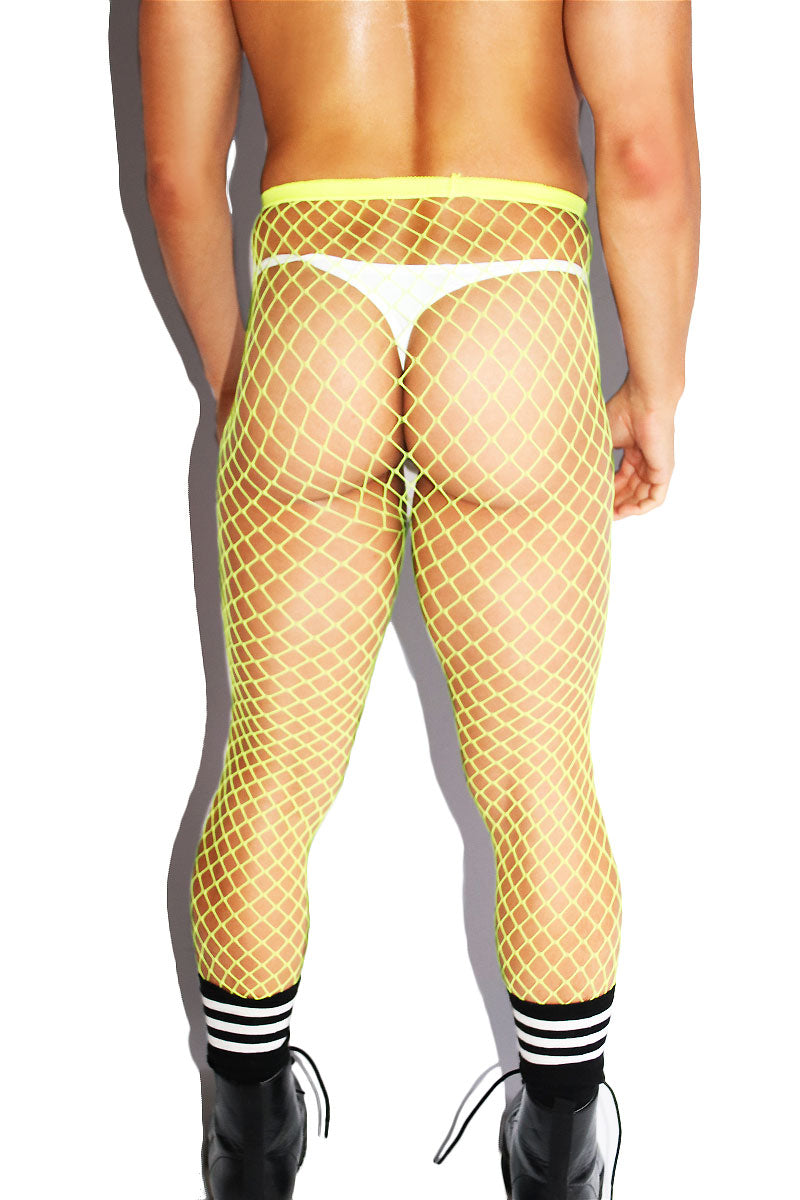 Neon yellow fishnet stockings hotsell