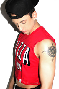 Pizza and Anal Crop Tank-Red