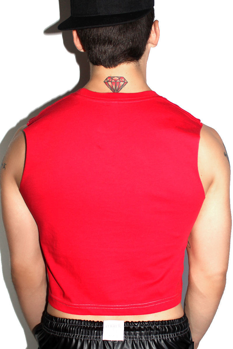 Pizza and Anal Crop Tank-Red
