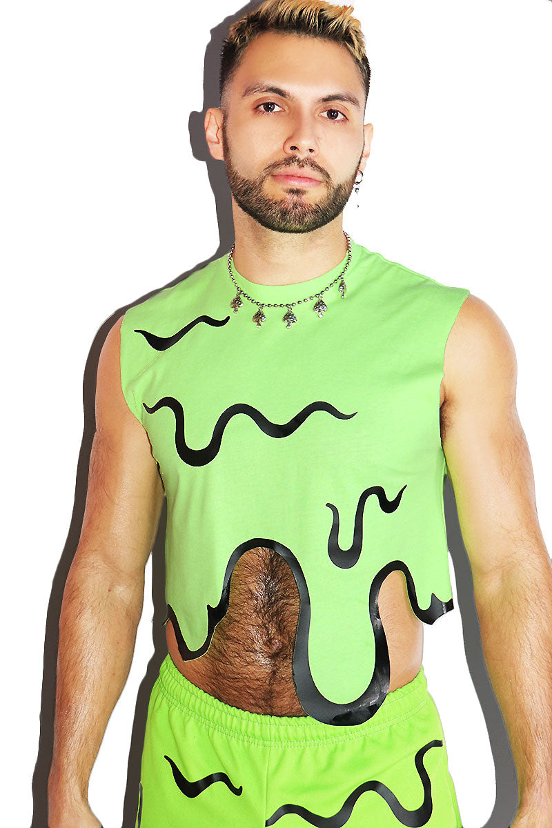 Toxic Goo Crop Tank-Neon Green