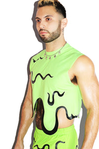 Toxic Goo Crop Tank-Neon Green