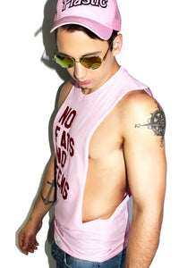 No Fats No Fems Low Arm Tank- Pink Sparkle