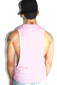 No Fats No Fems Low Arm Tank- Pink Sparkle