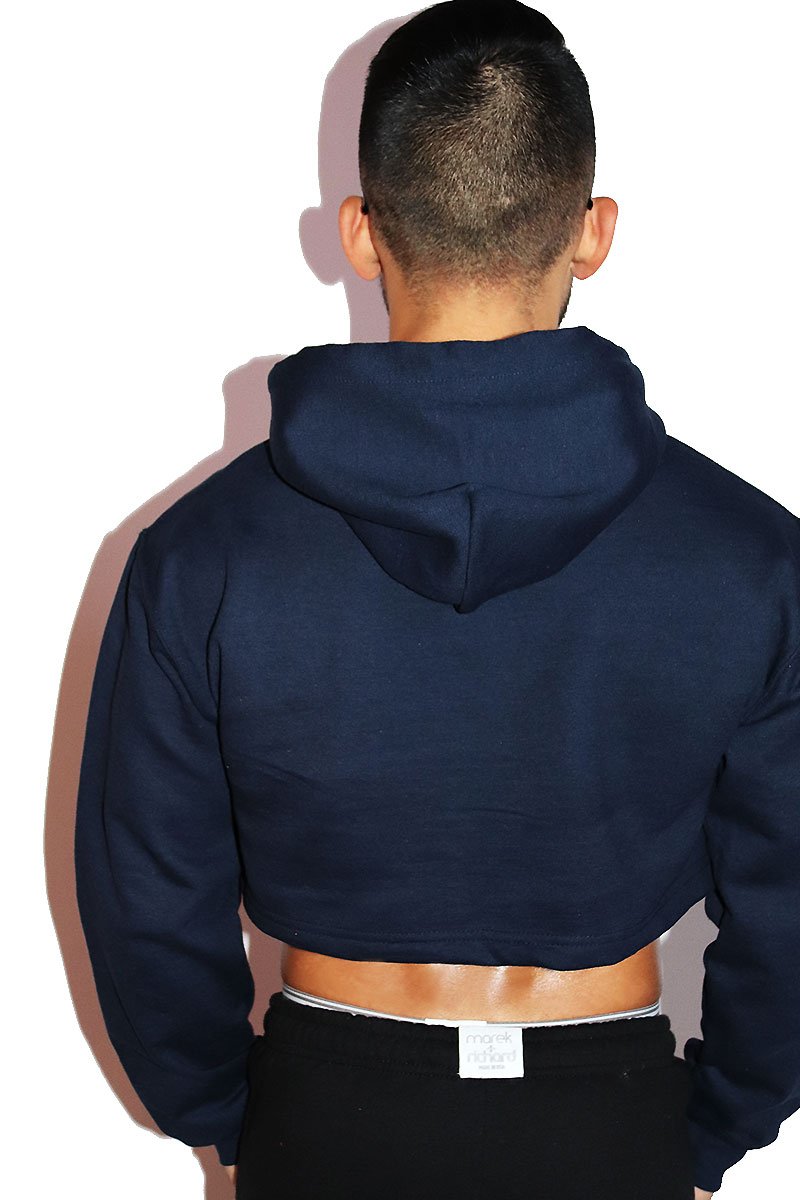 Not Going Home Long Sleeve Crop Hoodie-Navy
