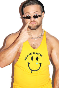Not Okay Smiley Face String Tank- Gold