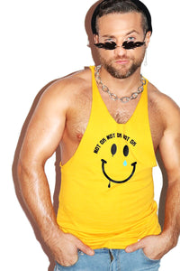 Not Okay Smiley Face String Tank- Gold