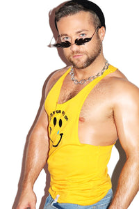 Not Okay Smiley Face String Tank- Gold