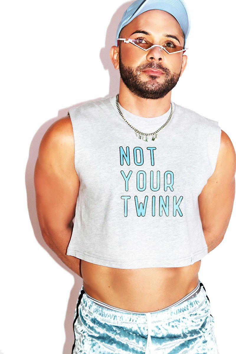 Not Your Twink Crop Tank-Grey