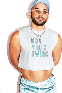 Not Your Twink Crop Tank-Grey