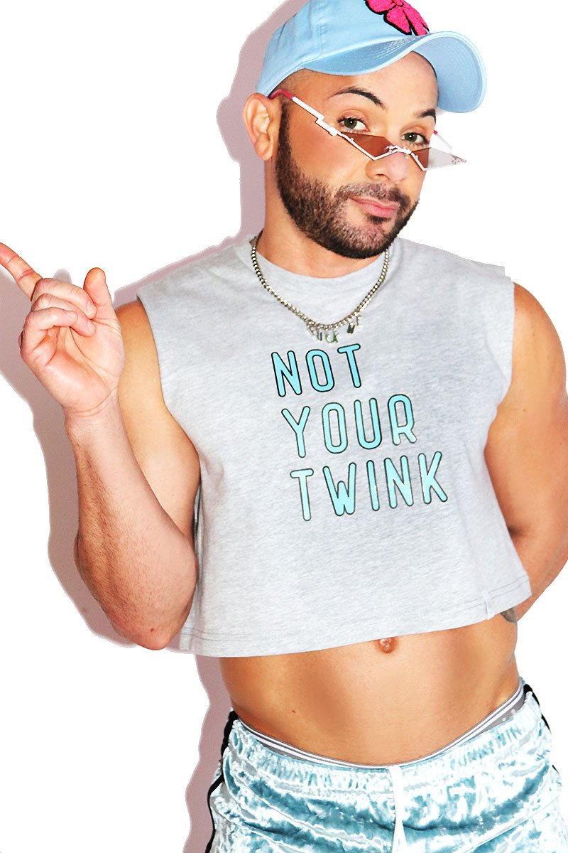 Not Your Twink Crop Tank-Grey