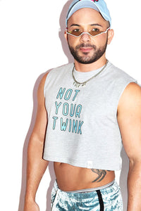 Not Your Twink Crop Tank-Grey