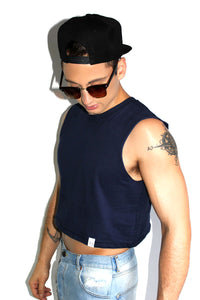 Core Crop Tank-Navy