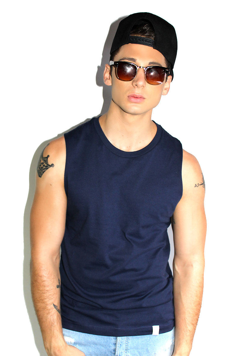 Core Sleeveless Tee-Navy