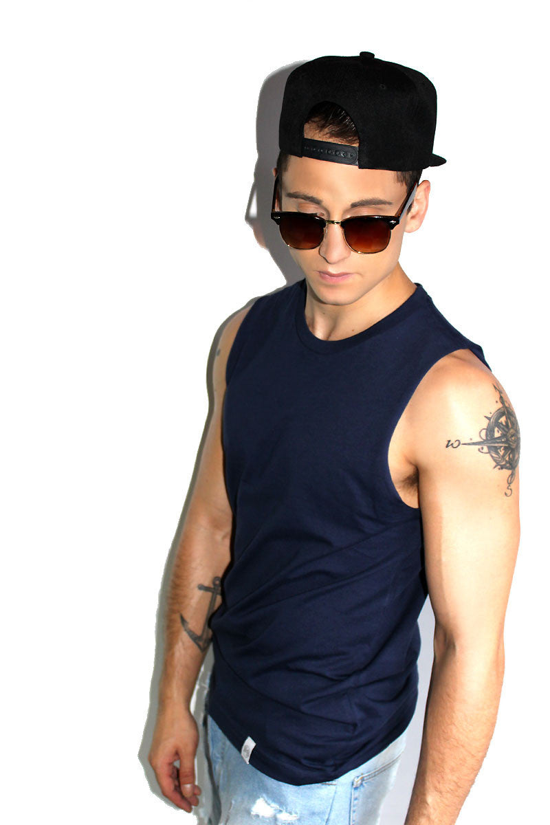 Core Sleeveless Tee-Navy