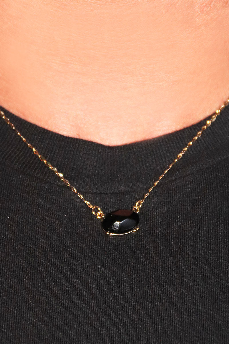 Demonic Stone Black Necklace - Gold