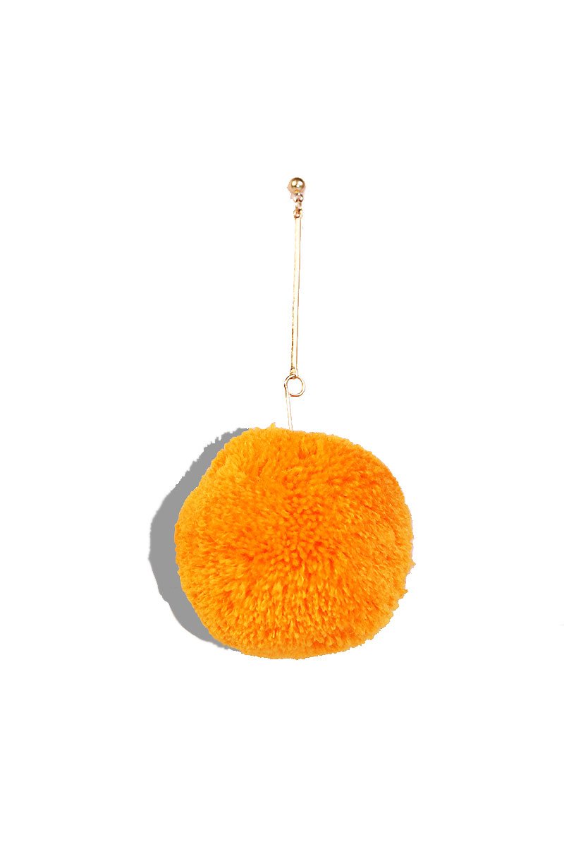 Pom Pom Single Earring- Orange