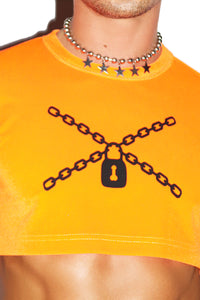 Locked Up Velvet Extreme Crop Tee- Orange