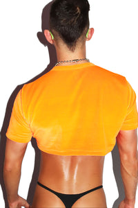 Locked Up Velvet Extreme Crop Tee- Orange