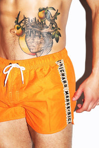 Logo Leopard Board Shorts-Orange