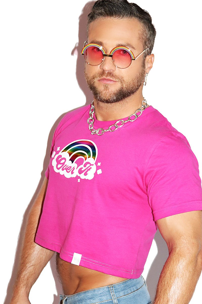 Over It Crop Tee- Fuchsia