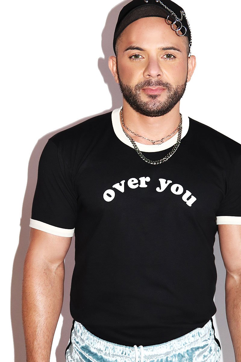 Over You Ringer Tee-Black