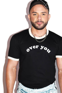 Over You Ringer Tee-Black