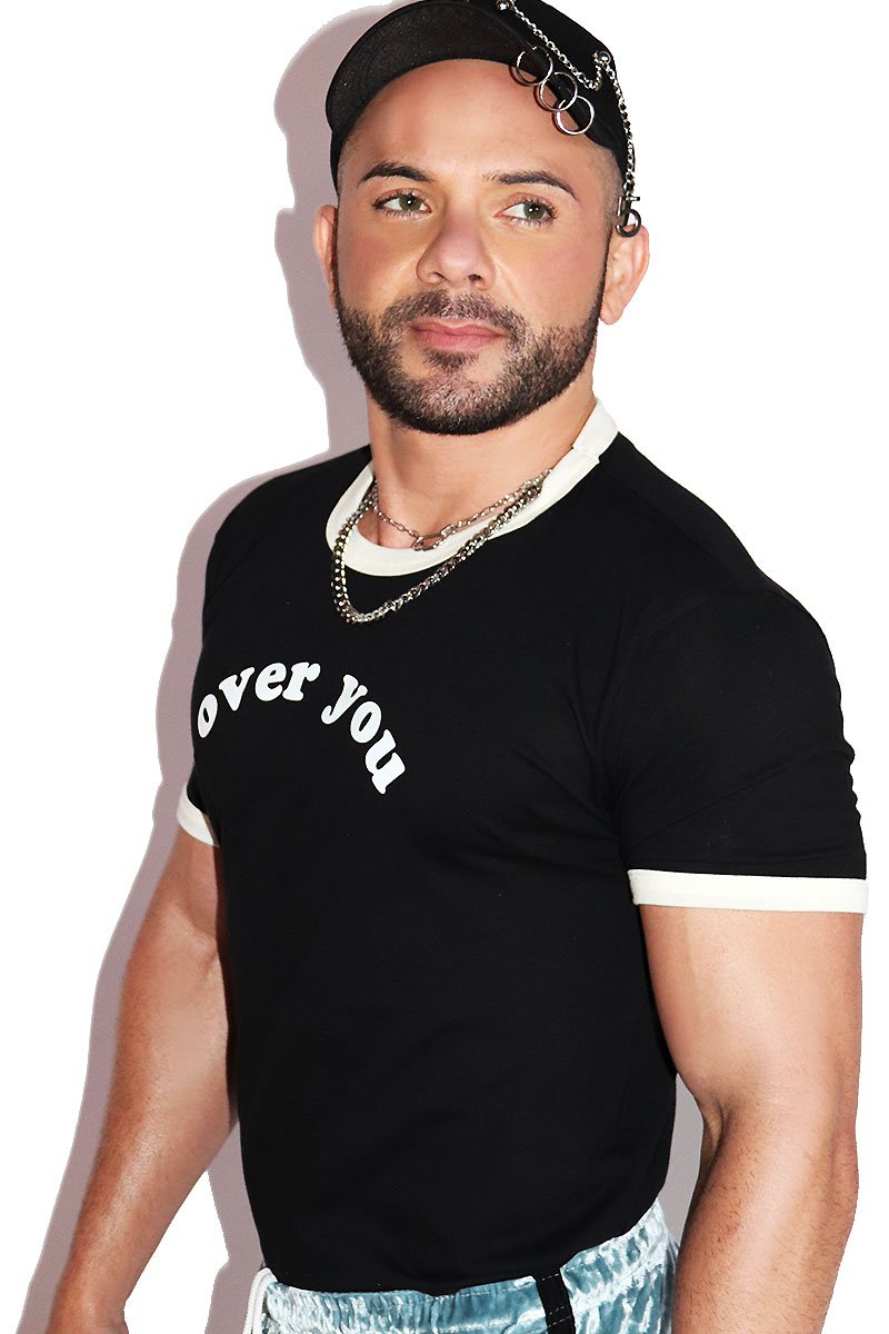 Over You Ringer Tee-Black