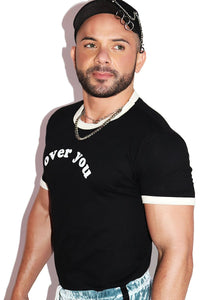 Over You Ringer Tee-Black
