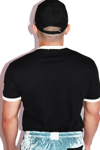 Over You Ringer Tee-Black