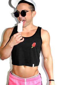 Popsicle Patch Crop Racerback Tank- Black